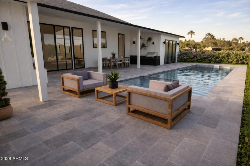 Backyard with Pool & Spa - Rendering