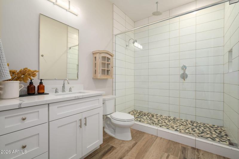 A secondary bath downstairs