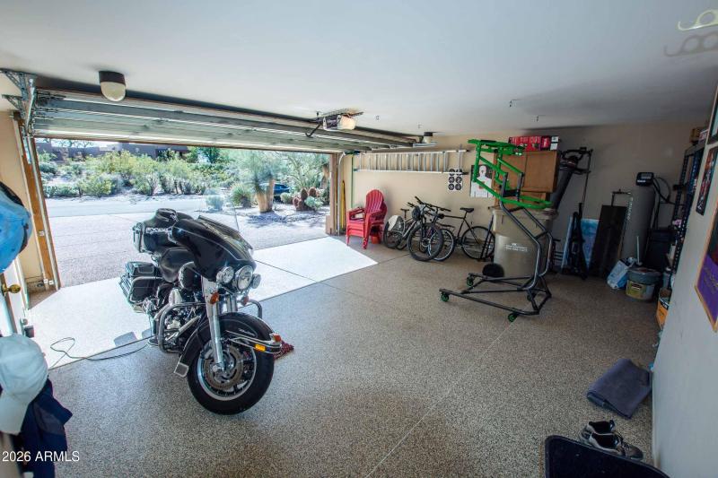 large garage with professional epoxy flo