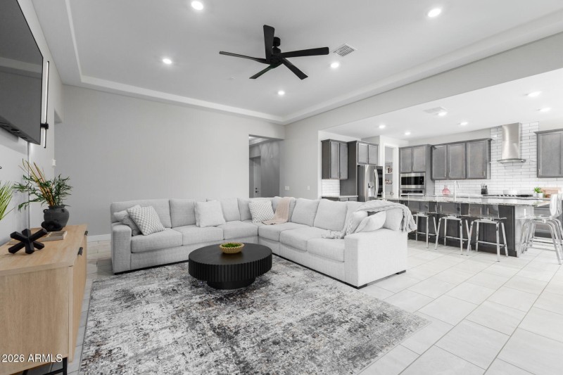 Open living room and kitchen