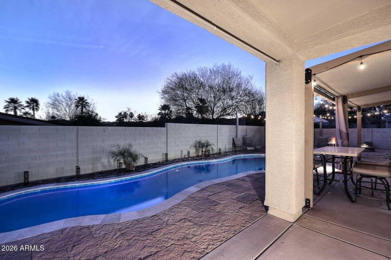 Night-Covered Patio-Pool View