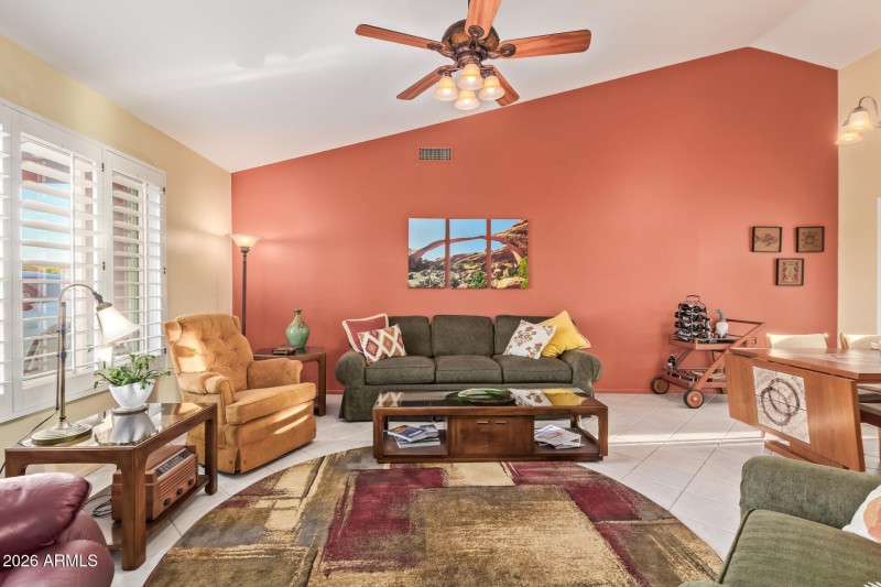 Soaring ceilings in Living Room