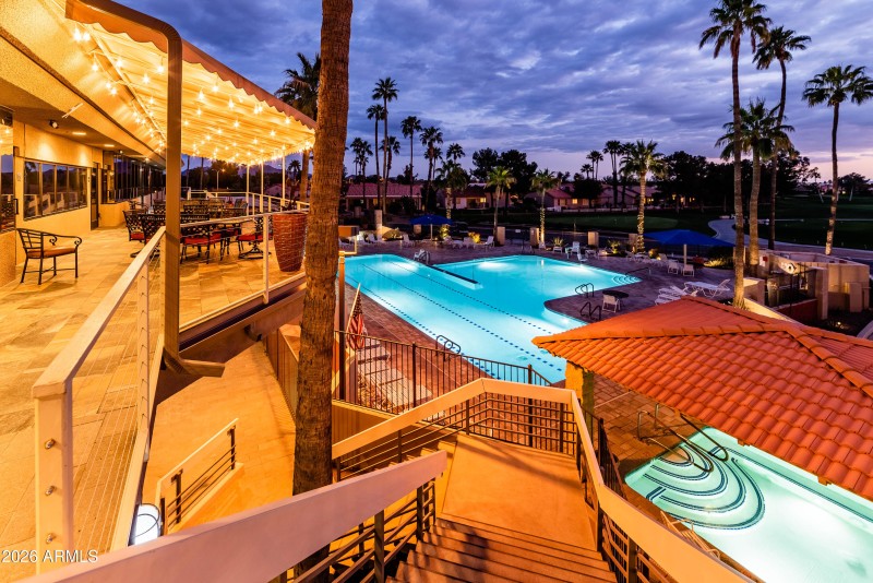 49.0 Pool and Hot Tub View at Night