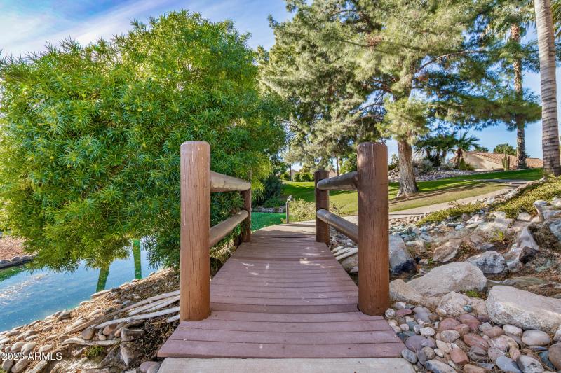 One of three bridges leading to Pool