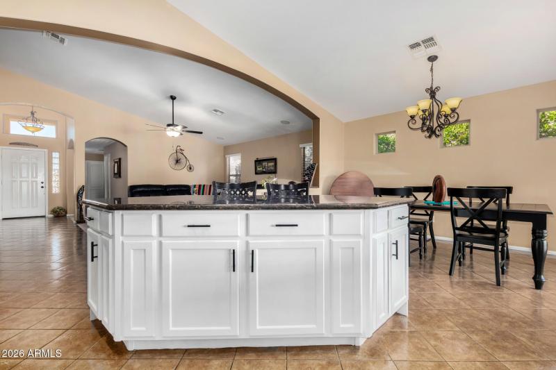 Kitchen Island Overlooks Family Room