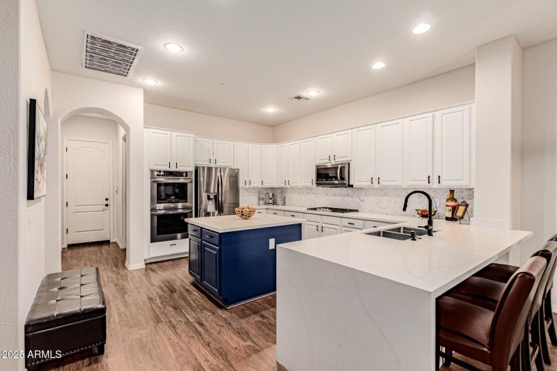 White waterfall countertop