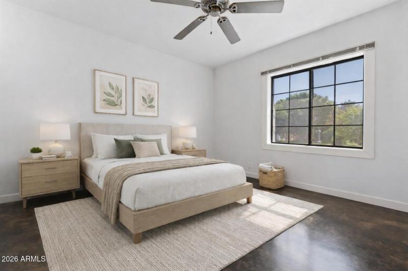 Minimalist bedroom with natural light