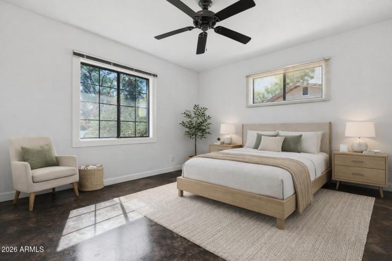 Serene bedroom with natural elements