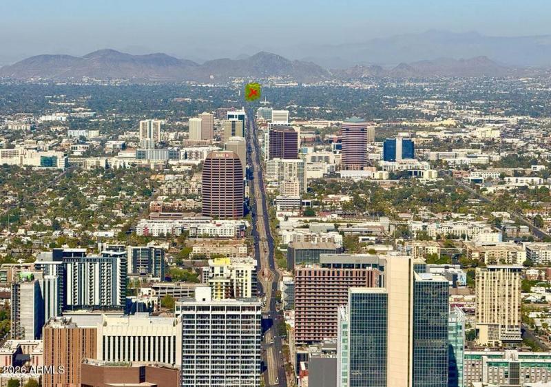 royal palm aerial view north from downto