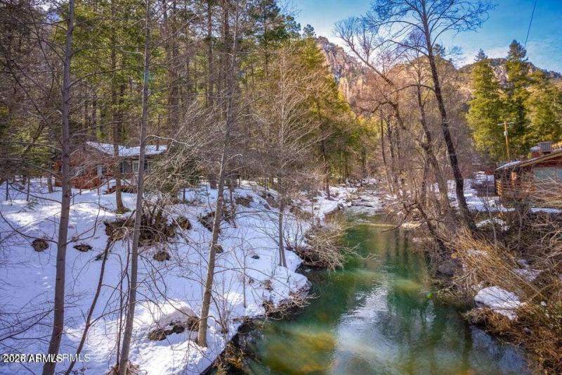 Snow covered creek photo
