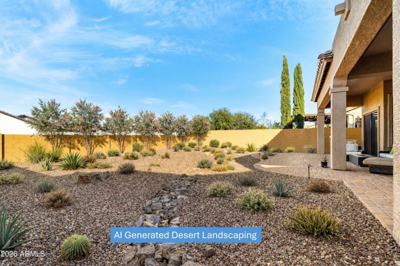 Backyard with AI added plants