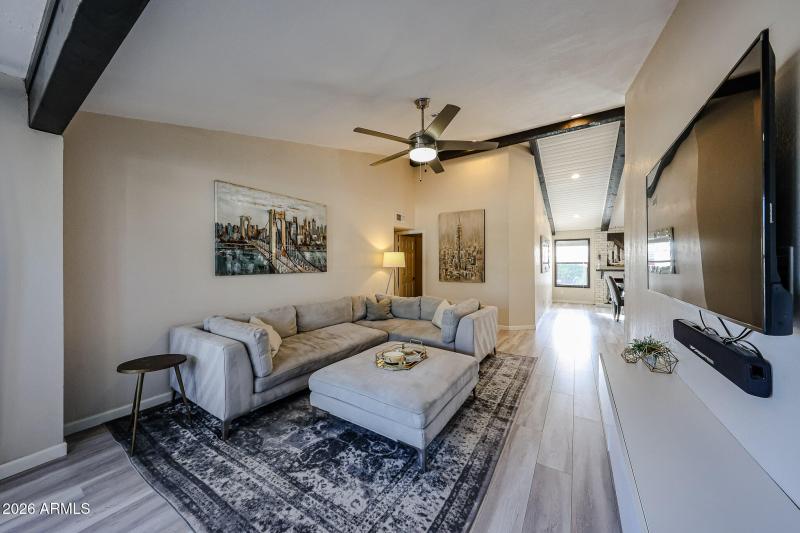 Wood Beams in Family Room