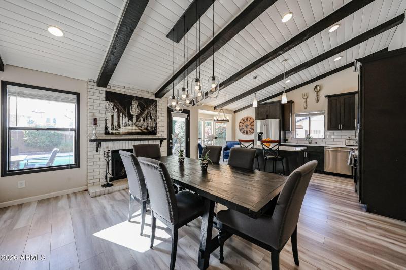 Fireplace in Dining Area