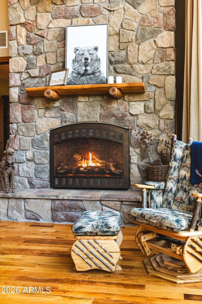 Stone fireplace