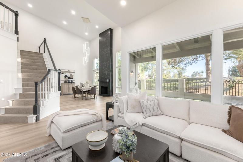 Living room view to dining