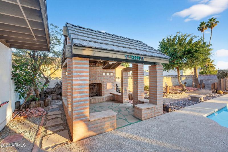 Fun gazebo with fireplace