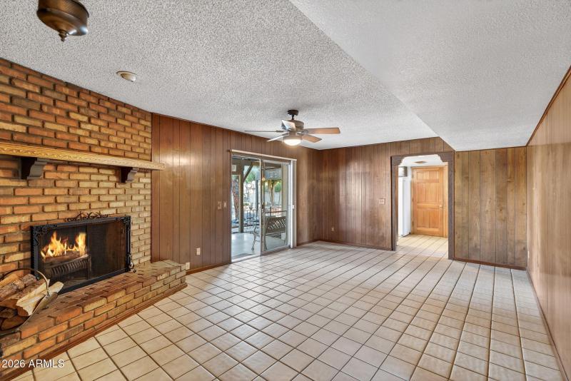 Family room with fireplace