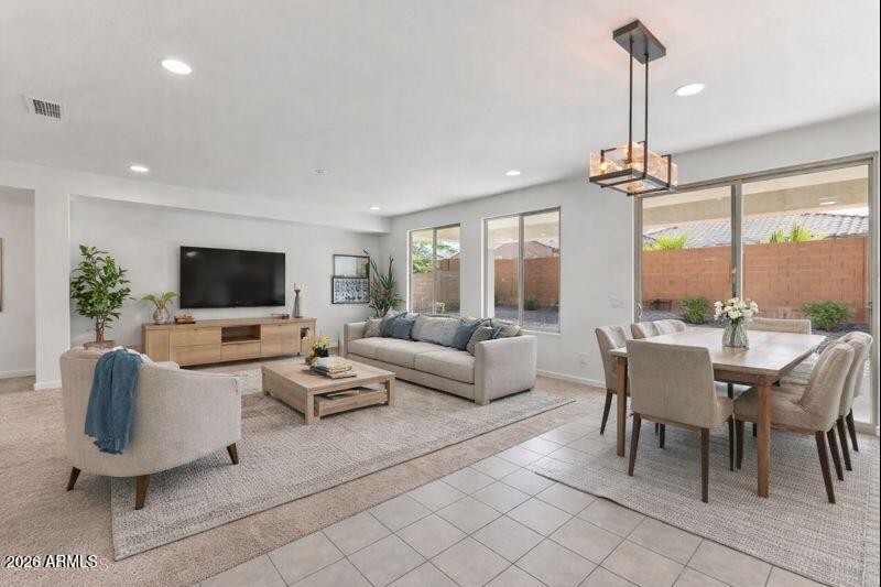 virtual staged living room and dining ro