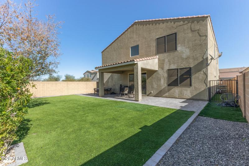 Nicely landscaped backyard