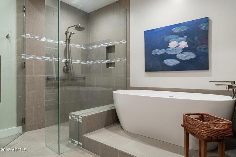 Soaking tub and separate shower