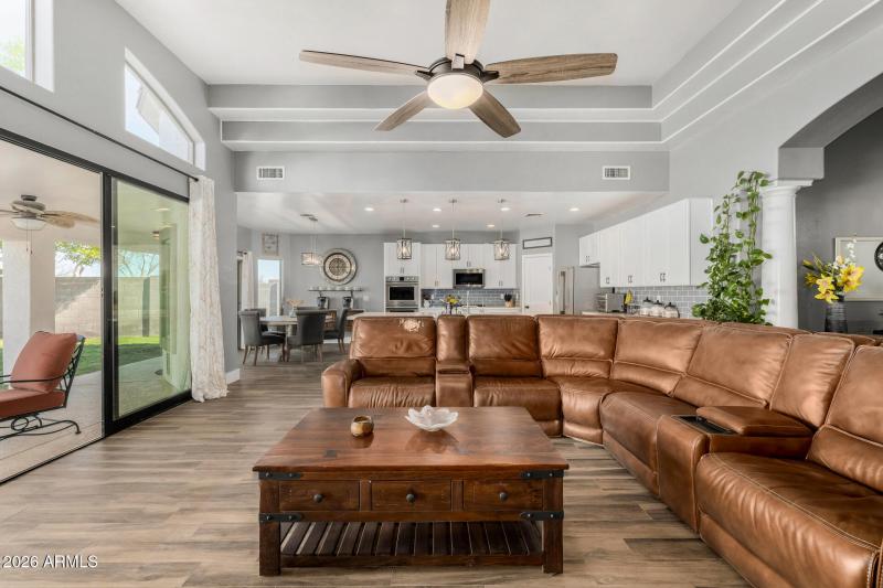Family room open to kitchen