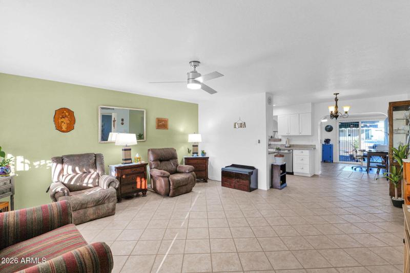 Living Room to Dining and Kitchen