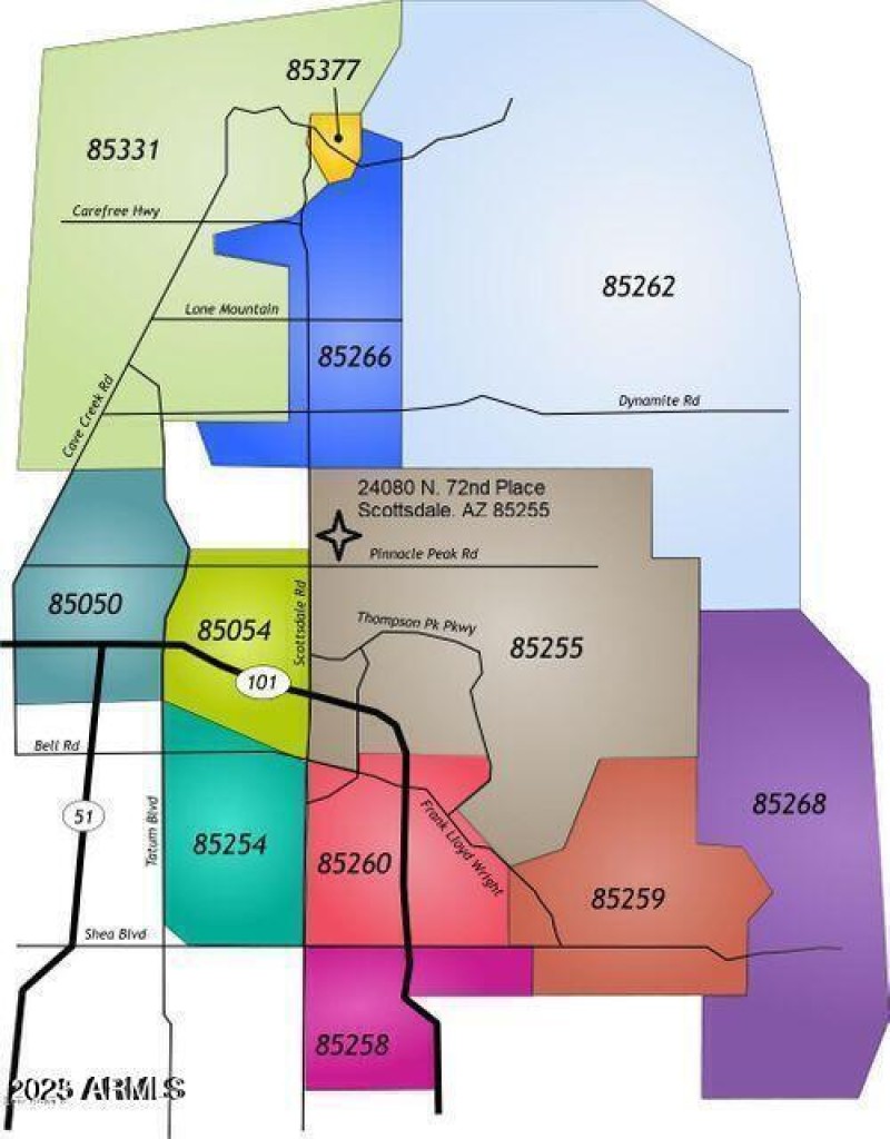76 zip codes around A++ area 85260