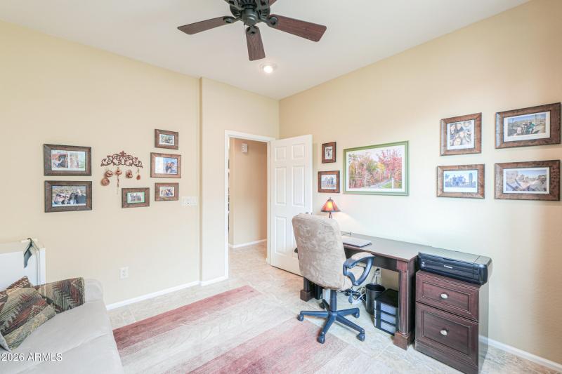 Den w/door & tile flooring