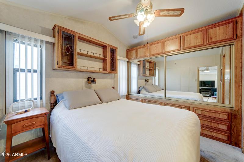 Built in storage in bedroom