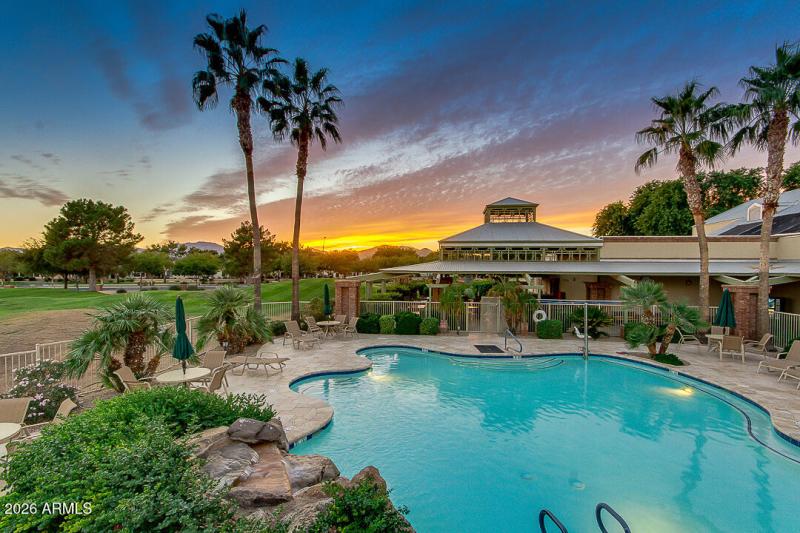 Resort Pool at Sunset