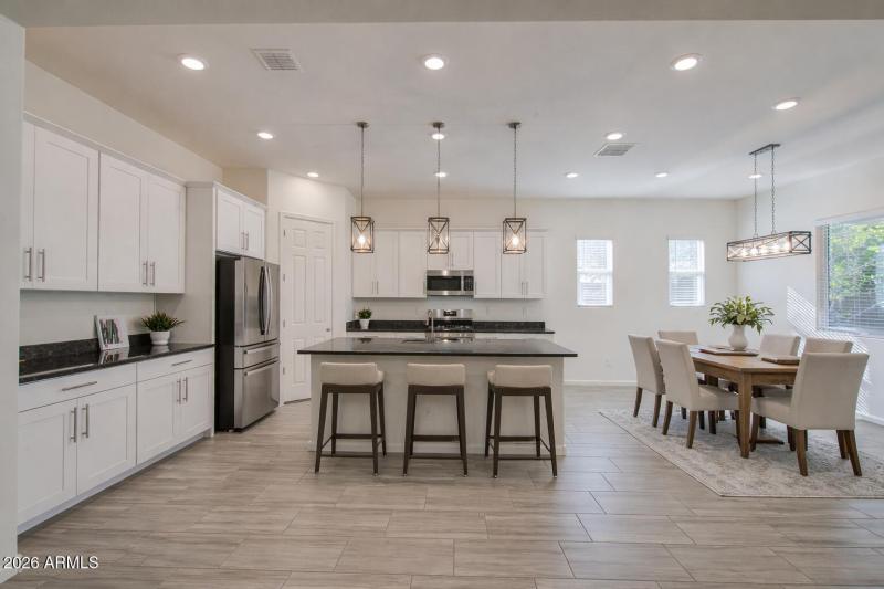 kitchen with bar stools