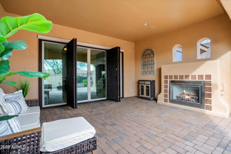 Fireplace at Rear Patio