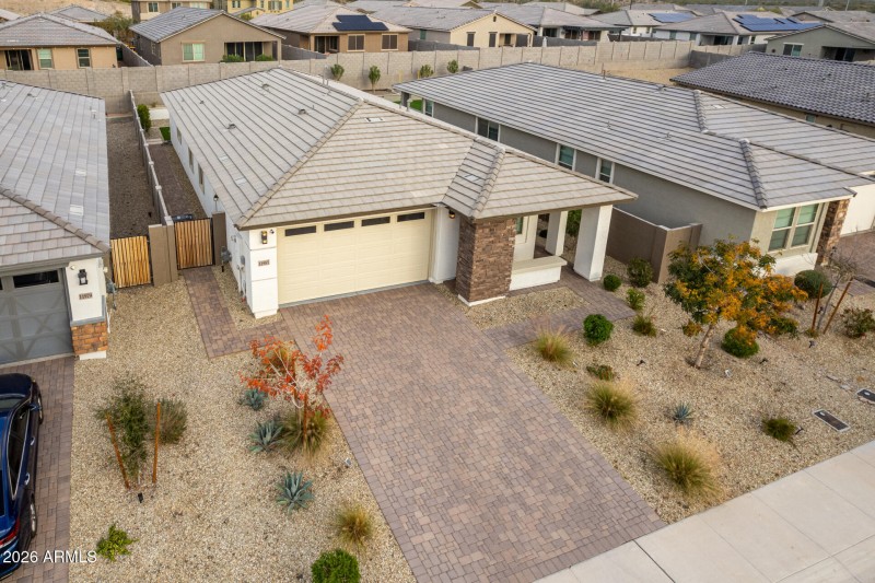 drone image of front of home