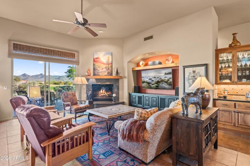 Gas fireplace and TV wall