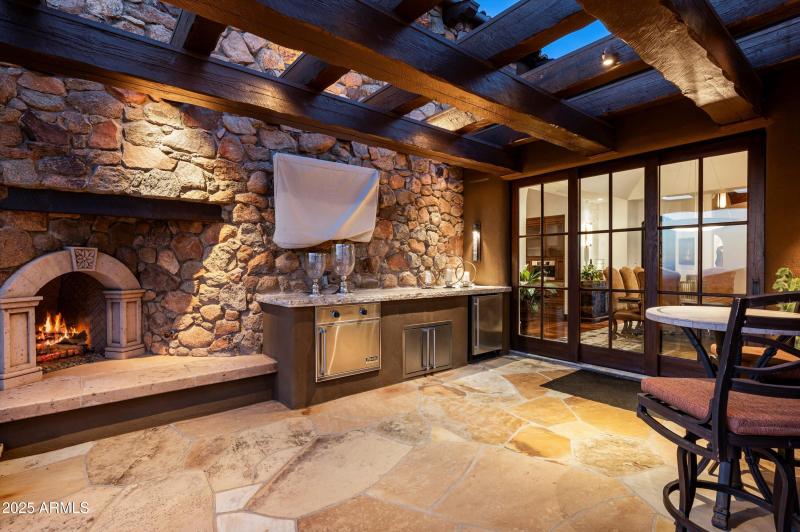 Dining Patio with TV and Fireplace