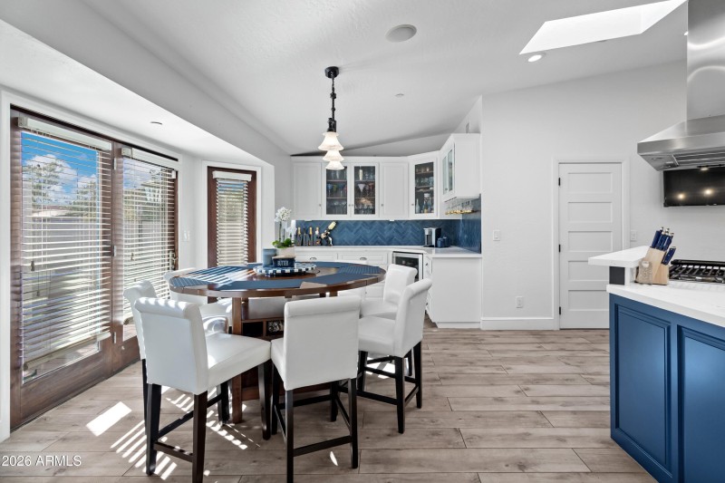 Kitchen eating area with front patio