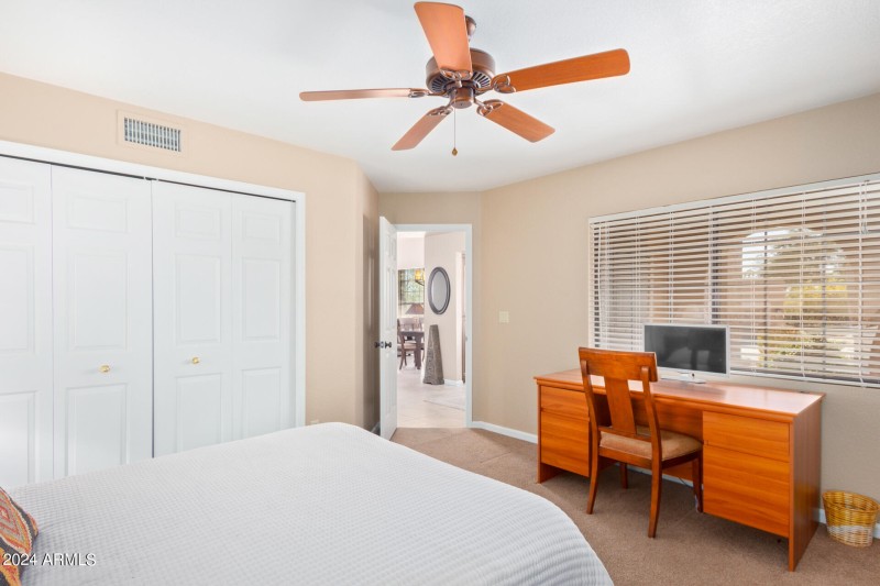 Guest bedroom has room for desk