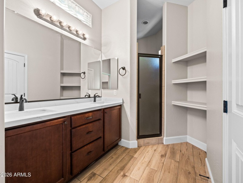 Primary Bathroom has Dual Closets