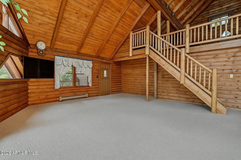 Rustic log cabin living room