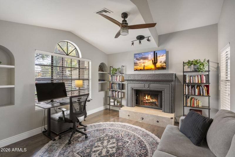 living room with fireplace