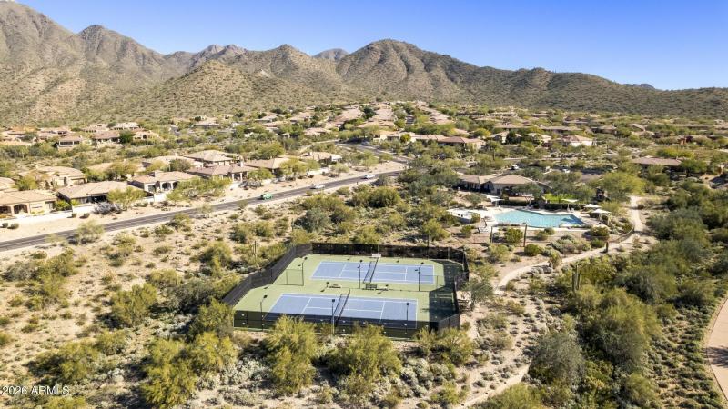 Aerial view of Pool and Tennis