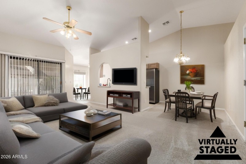 Living Room + Dining - Virtually Staged