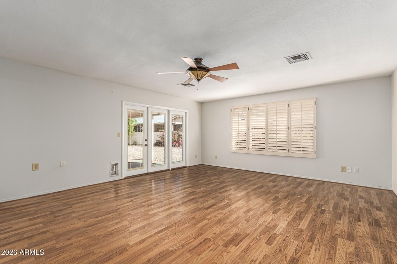 French doors to back yard