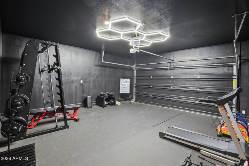 Finished Garage With Gym Setup