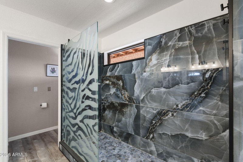 Walk-In Shower w/ Modern Stone Walls