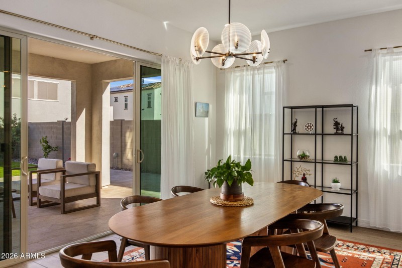 Dining room with doors open to yard