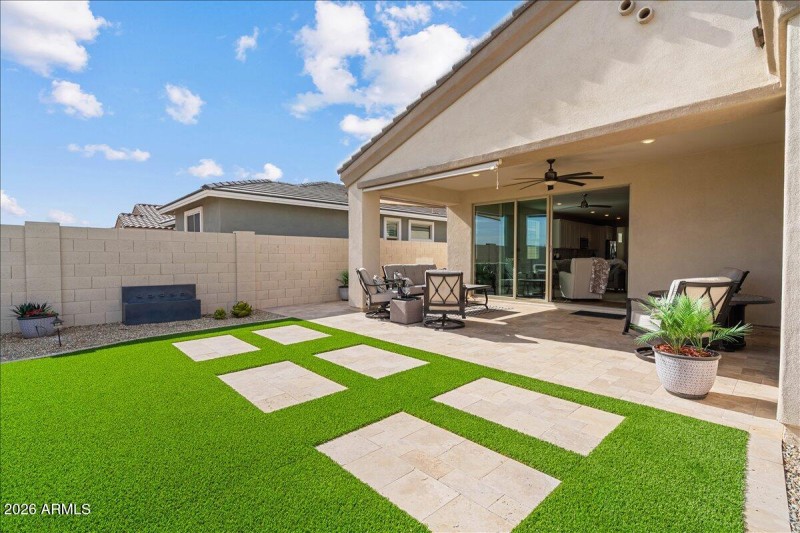 Easy landscaped backyard