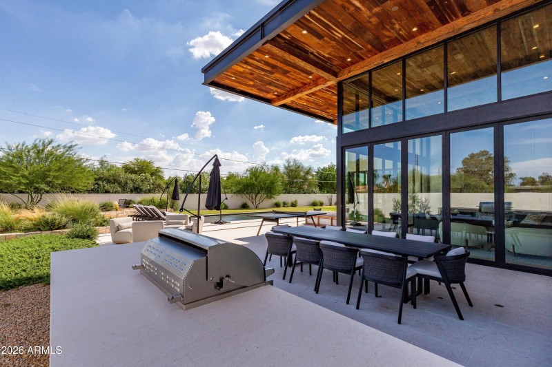 Backyard grill and dining space
