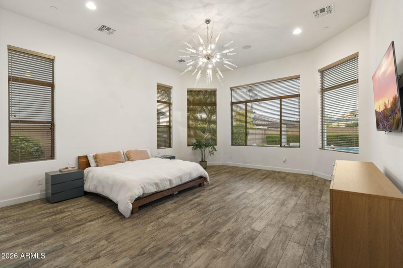 Spacious Primary Master w Chandelier