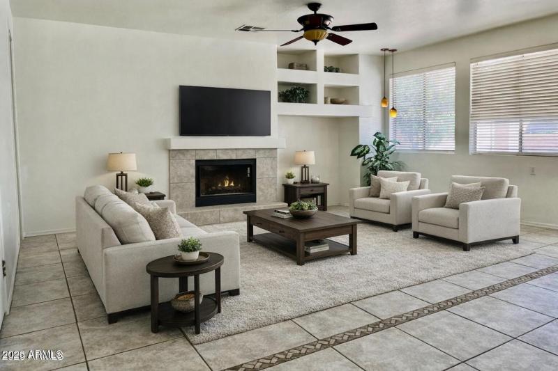 Family Room virtually staged